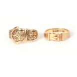 TWO 9CT GOLD BELT BUCKLE STYLE RINGS app. 8.8g