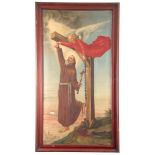 S BONNER. AN EARLY 20th CENTURY RELIGIOUS OIL ON CANVAS 129cm high, 67cm wide - signed and dated