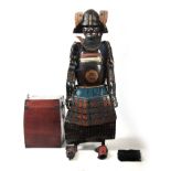 A 19TH CENTURY COMPLETE SET OF JAPANESE SAMURAI ARMOUR with KABUTO helmet and MEMPO face mask