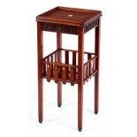 AN EARLY 20TH CENTURY ART NOUVEAU LIBERTY STYLE INLAID MAHOGANY OCCASIONAL TABLE with square moulded