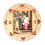 After Angelica Kauffman AN IMPRESSIVE LATE 19TH CENTURY VIENNA STYLE POLYCHROME CHARGER the