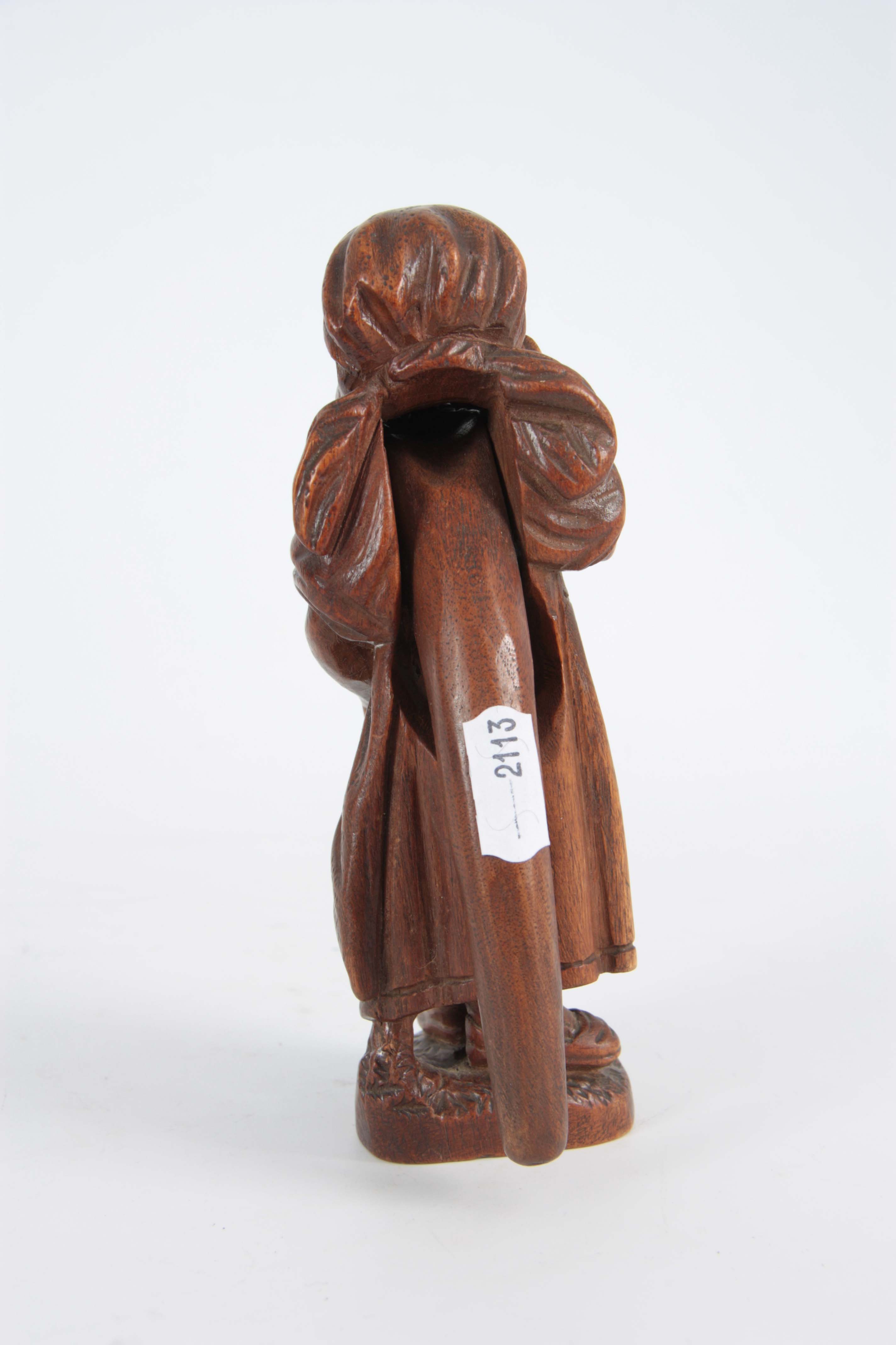 A LATE 19TH CENTURY SWISS BLACK FOREST NUTCRACKER formed as an old woman with headscarf and glasses, - Image 3 of 5