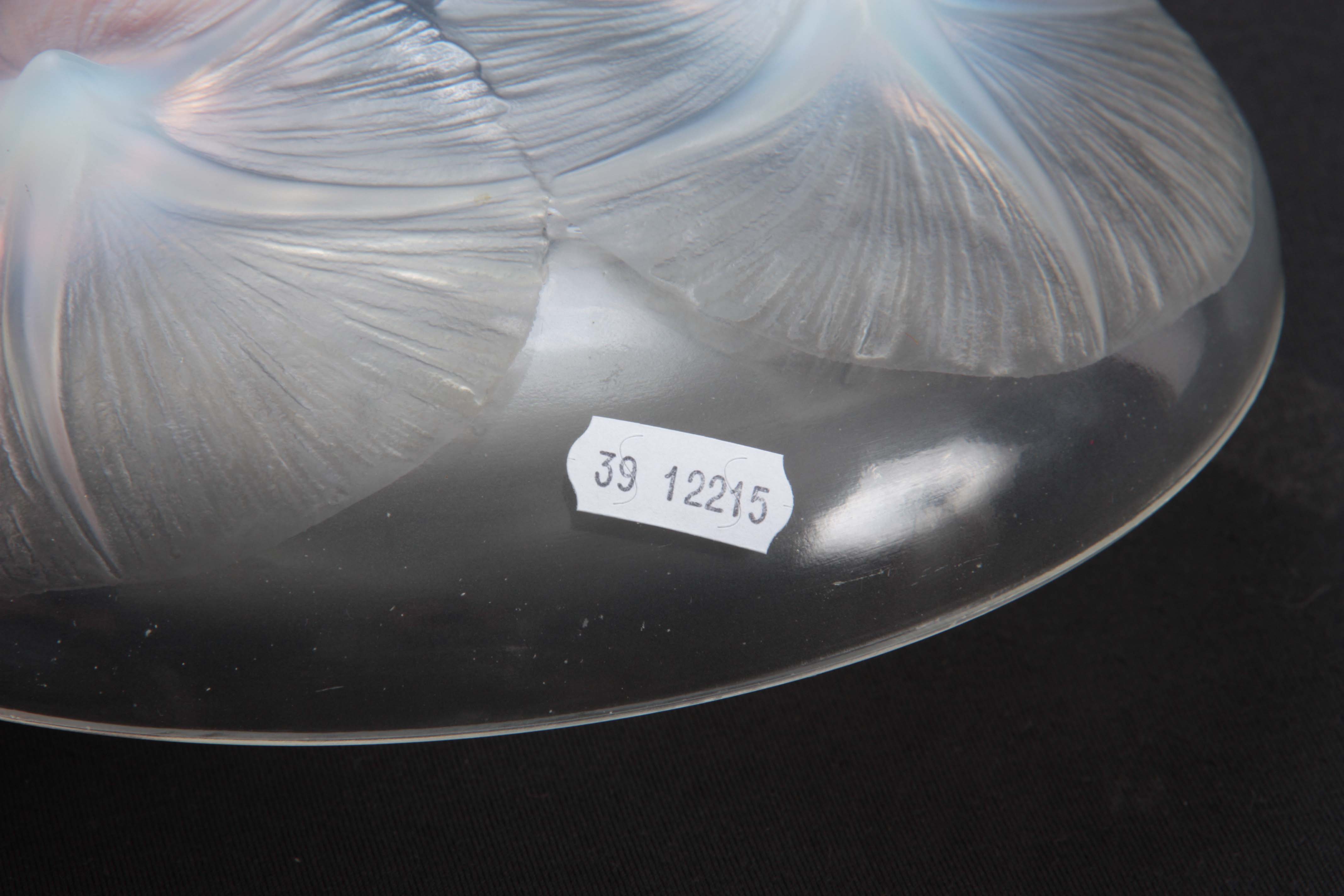 A R LALIQUE VOLUBILIS OPALESCENT GLASS DISH having Lily designs to the centre, signed with impressed - Image 10 of 10