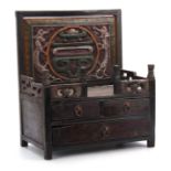 A 19TH CENTURY CHINESE HARDWOOD ALTAR CABINET with