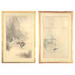 TWO 19TH CENTURY ORIENTAL WATERCOLOURS ON SILK one