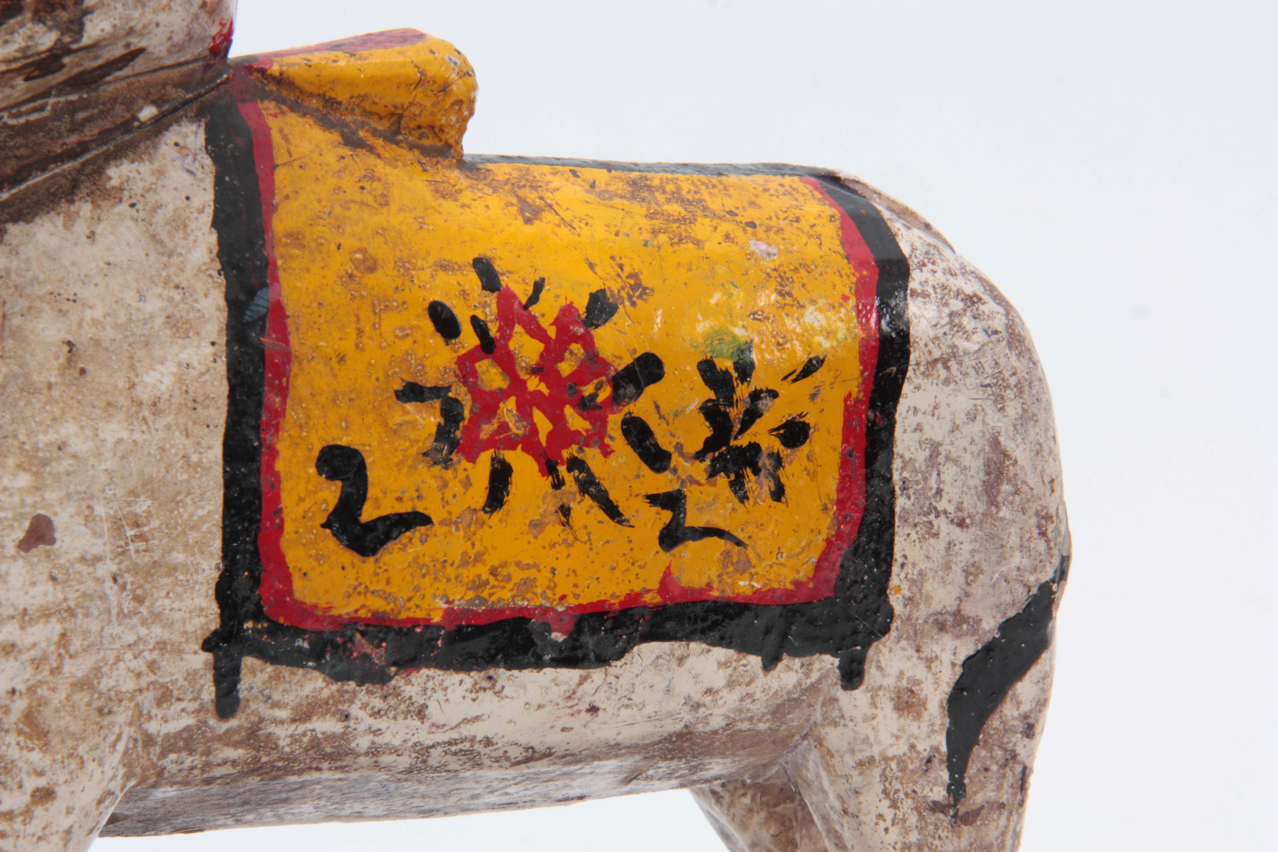 A CARVED AND PAINTED HINDU NANDI COW 31cm high 20c - Image 5 of 8