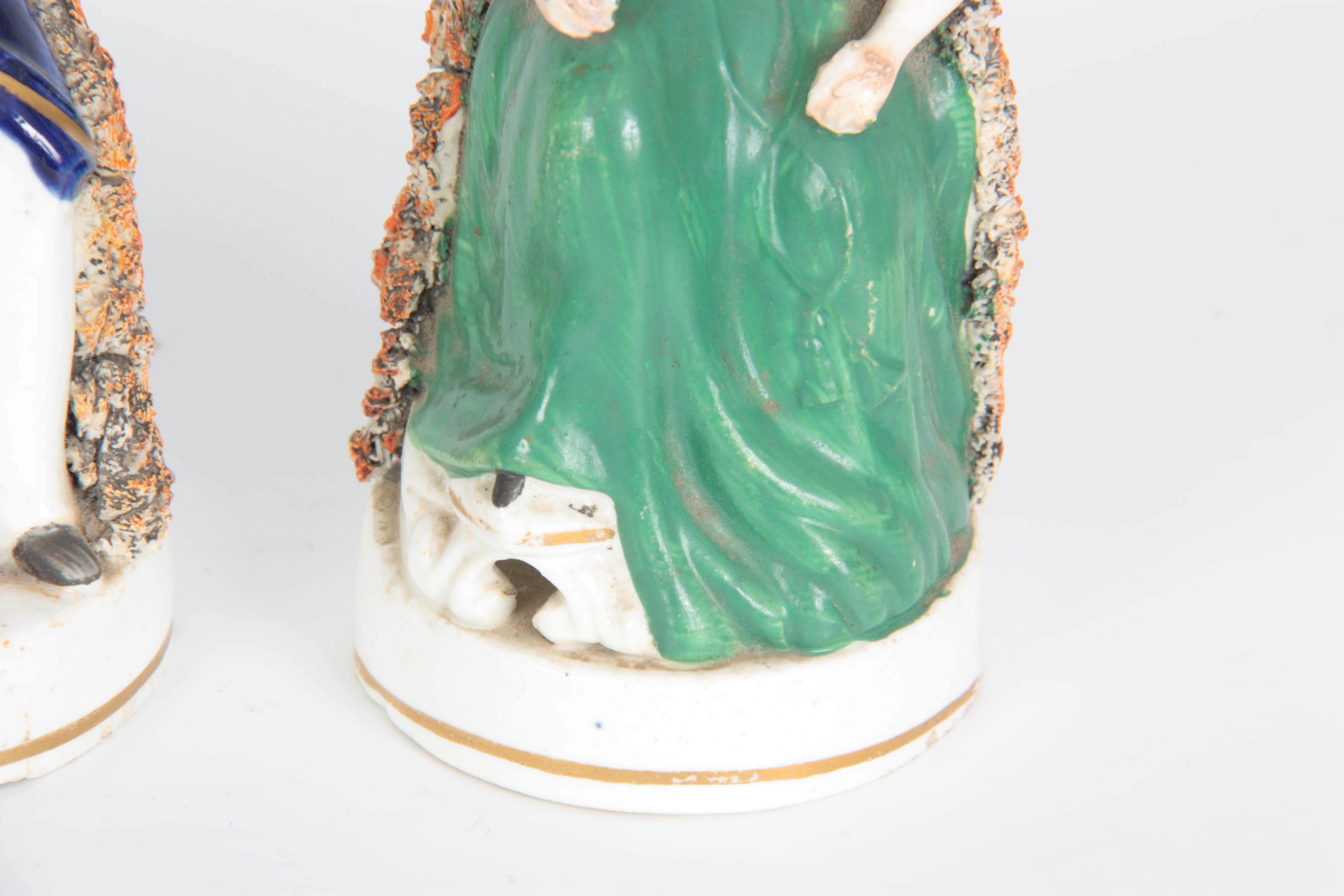 A PAIR OF 19TH CENTURY STAFFORDSHIRE FIGURES depic - Image 4 of 7