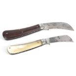 TWO EARLY 20TH CENTURY PRUNING KNIVES both by W. S