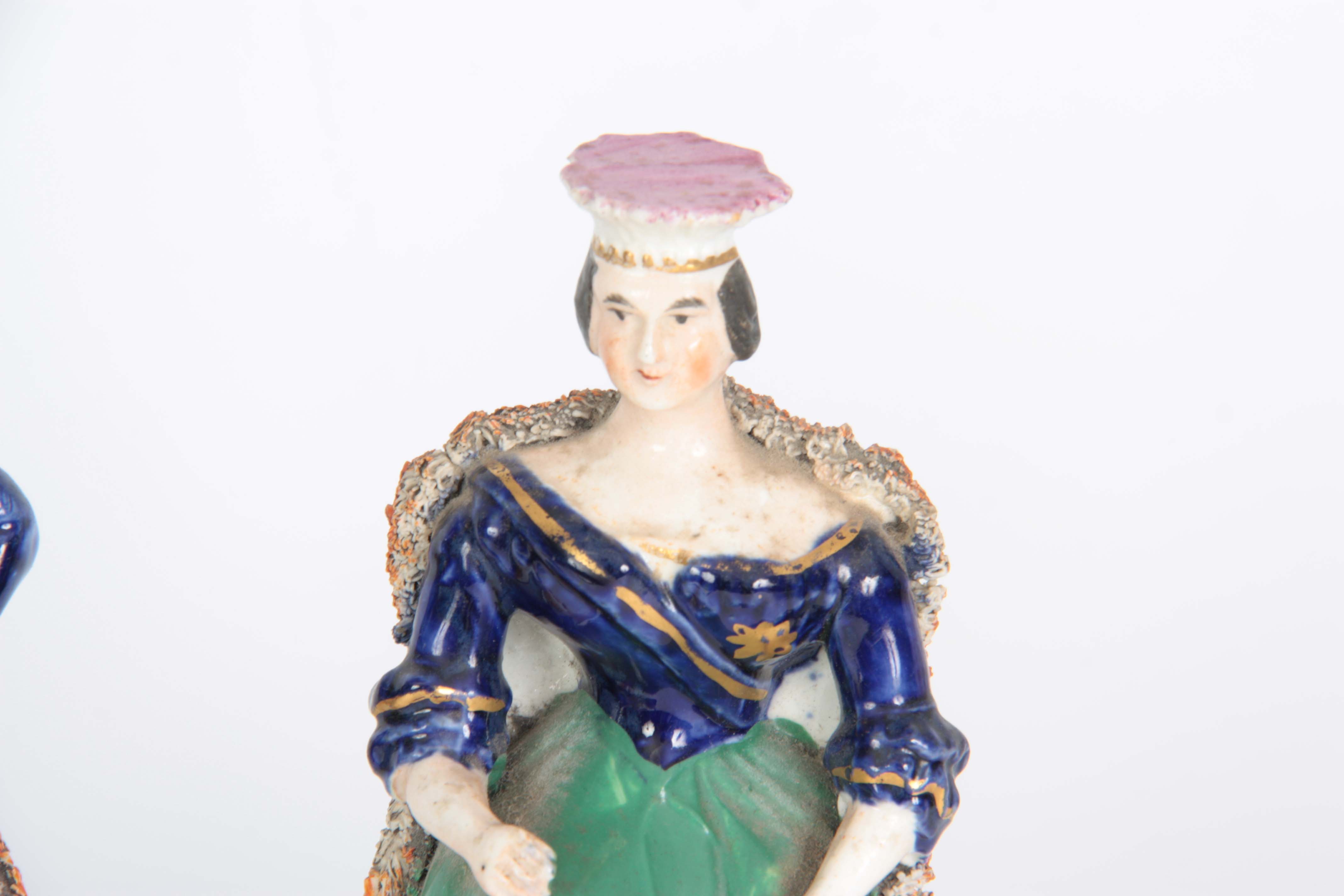 A PAIR OF 19TH CENTURY STAFFORDSHIRE FIGURES depic - Image 3 of 7