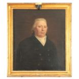 A GEORGE II PORTRAIT. OIL ON CANVAS. with plaque o