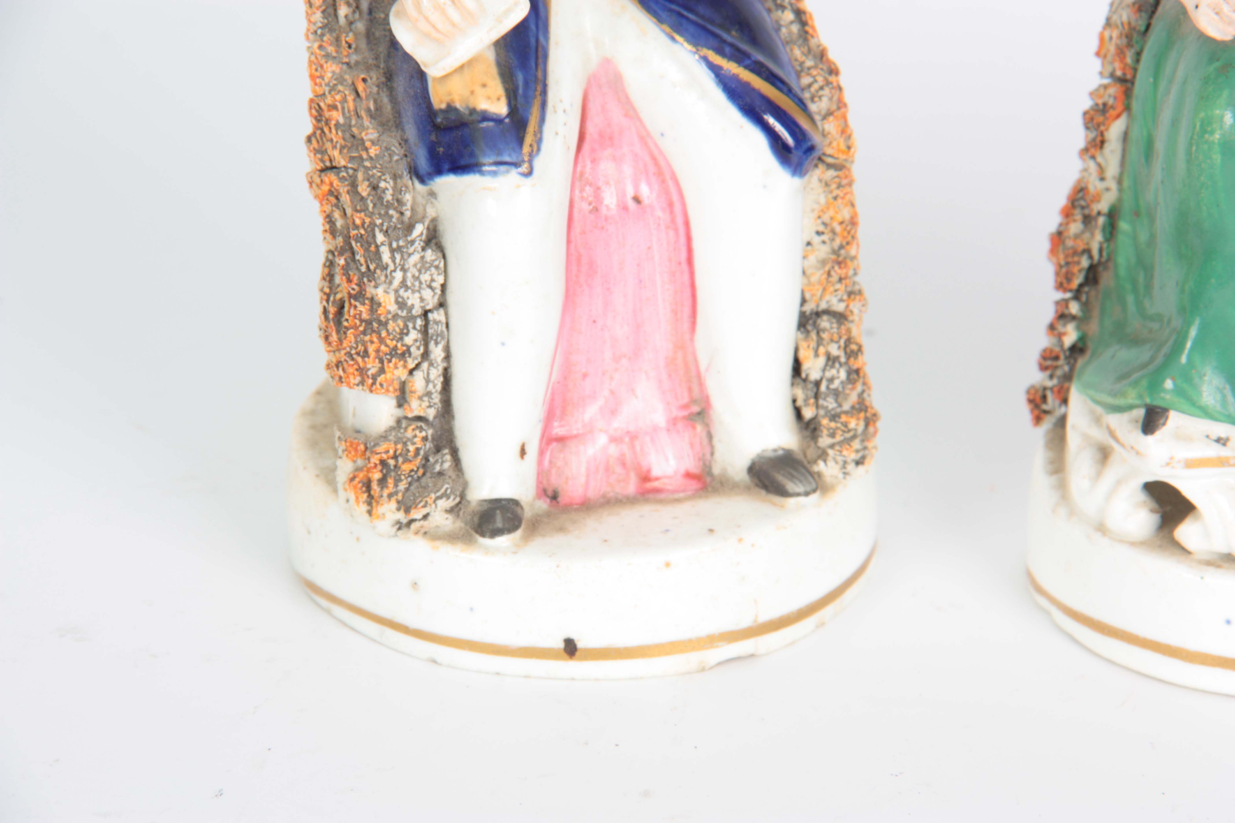 A PAIR OF 19TH CENTURY STAFFORDSHIRE FIGURES depic - Image 5 of 7