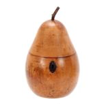 A GEORGE III PEAR SHAPED TEA CADDY with hinged lid