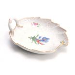 A 19TH CENTURY MEISSEN LEAF SHAPED DISH decorated