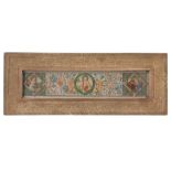 A 19TH CENTURY ILLUMINATED PANEL with figural and