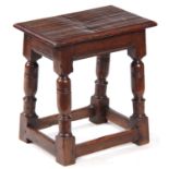 A LATE 17th CENTURY OAK JOINT STOOL with pegged mo