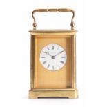 A19th CENTURY FRENCH STRIKING CARRIAGE CLOCK the moulded Corniche style case inset with five