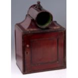 AN UNUSUAL GEORGE III MAHOGANY AND EBONISED TABLE BALLOT BOX with rounded funnel caddy top and