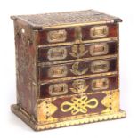 A RARE AND UNUSUAL 19TH CENTURY CHINESE IMMIGRANTS TRAVELLING TRADESMAN CHEST fitted five drawers