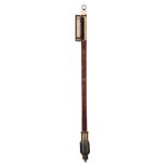 WALKER, LONDON A GEORGE III BRASS MOUNTED MAHOGANY MARINE BAROMETER WITH WALL MOUNTED SWIVELING