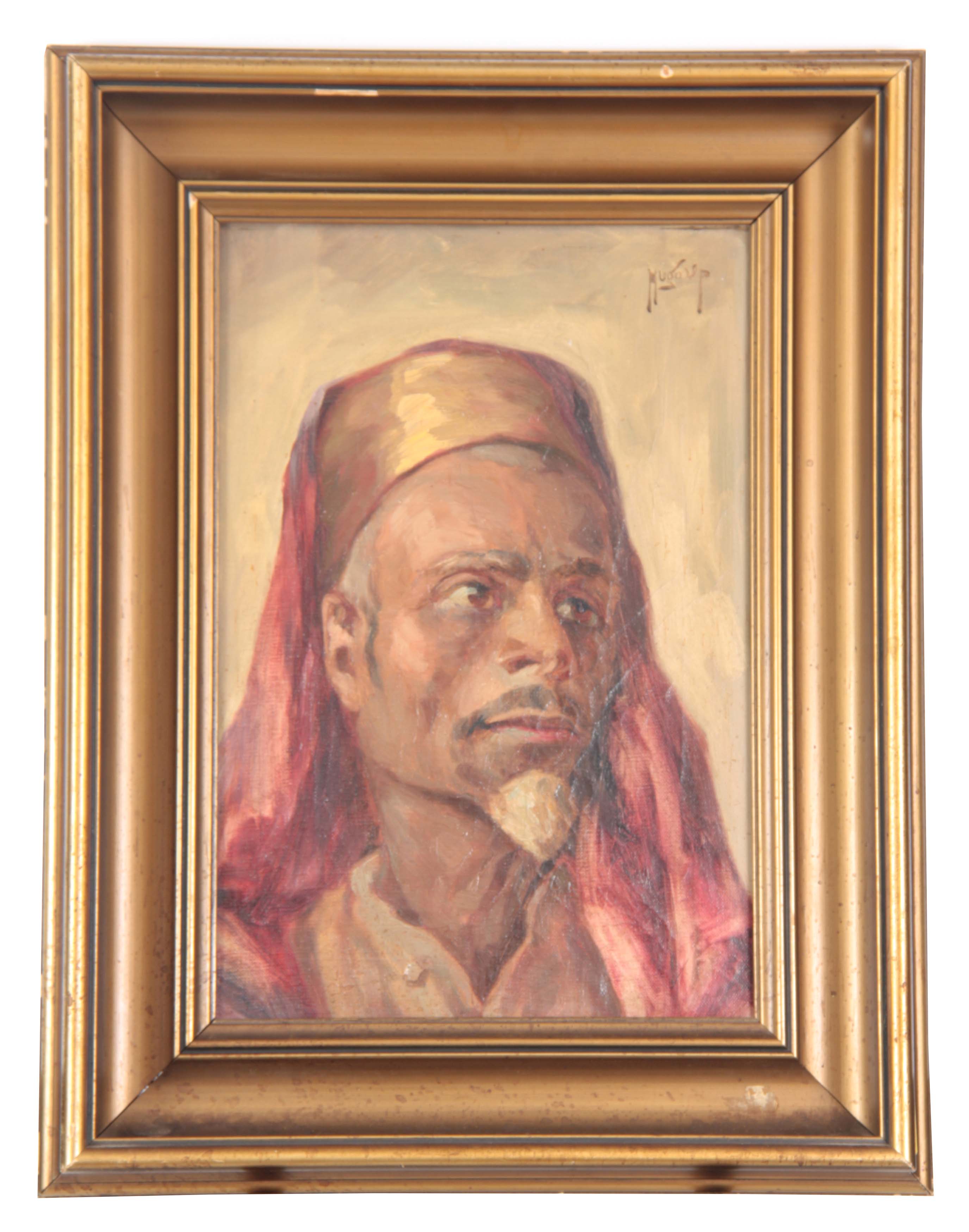 HUGO VILFRED PEDERSEN DANISH 1870-1959 - 20TH CENTURY OIL ON CANVAS Portrait of an Islamic Middle