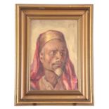 HUGO VILFRED PEDERSEN DANISH 1870-1959 - 20TH CENTURY OIL ON CANVAS Portrait of an Islamic Middle