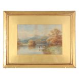 H LAWES - 19TH CENTURY WATERCOLOURS a pair of lake and river landscape scenes with cattle and