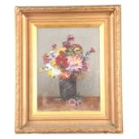 ANDERSON _________ - 19TH CENTURY OIL ON CANVAS still life of a vase of flowers on a table 51cm high