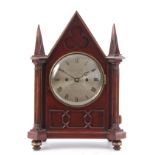 GRIMALDE & JOHNSON, STRAND. LONDON A 19TH CENTURY LANCET TOP GOTHIC STYLE BRACKET CLOCK OF SMALL