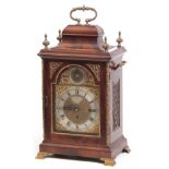 RICHARD DAY, LONDON. A GEORGE III FIGURED MAHOGANY AND ORMOLU MOUNTED BRACKET CLOCK the classic bell