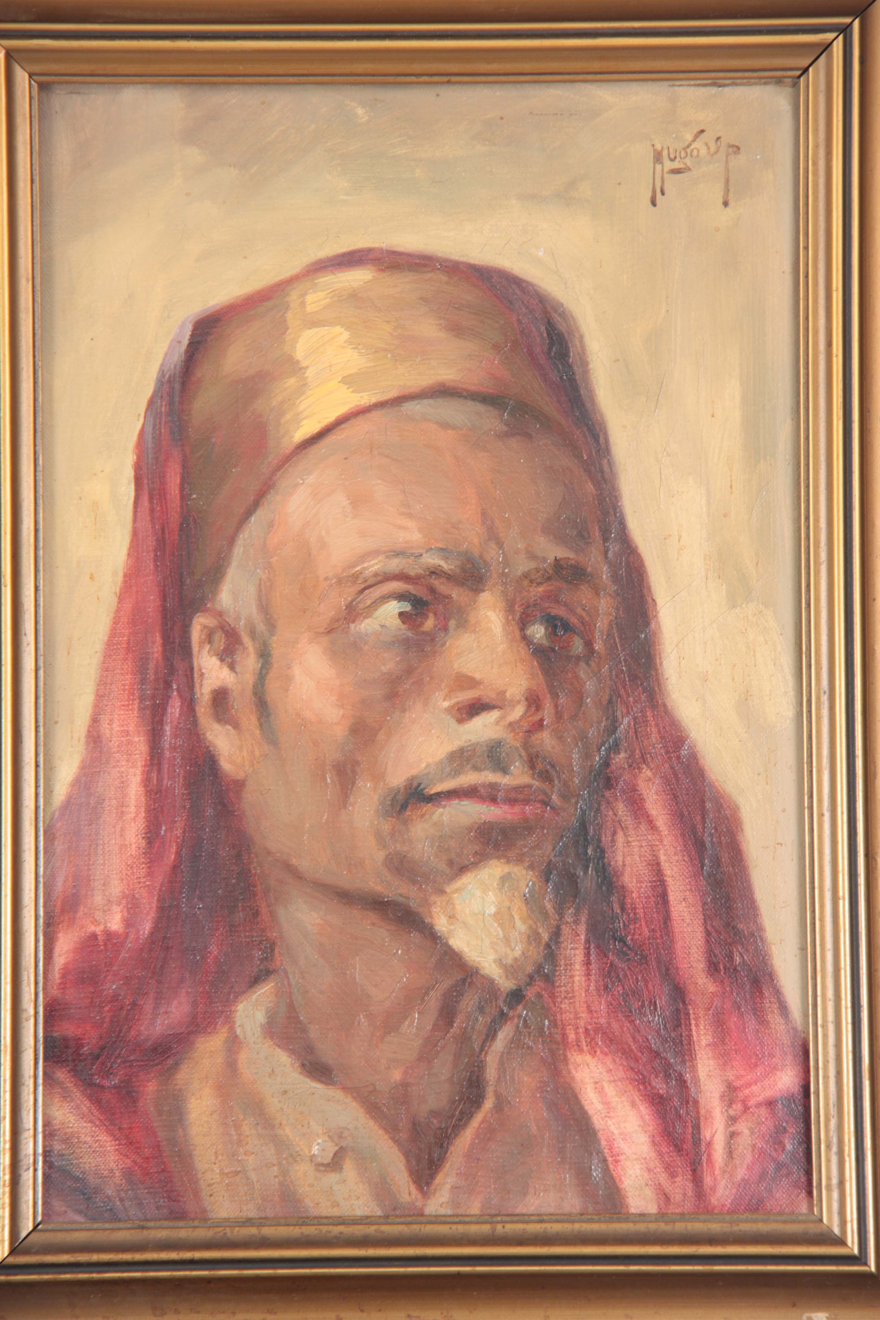 HUGO VILFRED PEDERSEN DANISH 1870-1959 - 20TH CENTURY OIL ON CANVAS Portrait of an Islamic Middle - Image 2 of 4