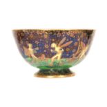 A SMALL WEDGWOOD FAIRYLAND LUSTRE FOOTED BOWL designed by Daisy Makeig-Jones, gilt and enamelled