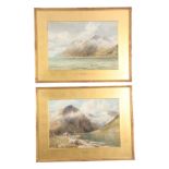 FRED R. FITZGERALD. A PAIR OF 19TH CENTURY NORWEGIAN WATERCOLOURS titled on mounts "Balestrand - Ese