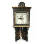 ROBERT HALL, LONDINI A GEORGE III GREEN LACQUERED HOODED WALL CLOCK the flat top case decorated with