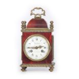 PLANCHON AU PALAIS ROYAL. A SMALL LATE 19TH CENTURY FRENCH TORTOISESHELL VENEERED MANTEL CLOCK the