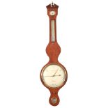 GEORGE KING, WOODBRIDGE A LATE GEORGIAN SATINWOOD WHEEL BAROMETER WITH REMOVABLE THERMOMETER,