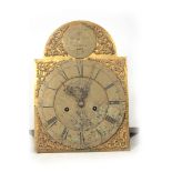 WILLIAM NORTH, LECCONFIELD AN 18TH CENTURY EIGHT DAY LONGCASE CLOCK MOVEMENT the 12" arched brass