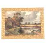 JOHN SYER - OIL ON CANVAS LAID ON BOARD "The Mill Pond" 35.5cm high 51.5cm wide signed - vine