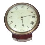 CLARE, BEDFORD A GEORGE III 14" CONVEX WOODEN DIAL WALL CLOCK having a slim mahogany moulded frame