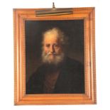 A 19TH CENTURY OIL ON CANVAS bust portrait of an aged gentleman 58cm high 46cm wide - moulded wood