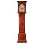 JOHN BERRY LONDON A GEORGE I BURR WALNUT EIGHT-DAY LONGCASE CLOCK the 12" arch top brass dial with
