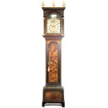 CHARLES CLAY, LONDON A GEORGE III LACQUERED AUTOMATON LONGCASE CLOCK the green chinoiserie case