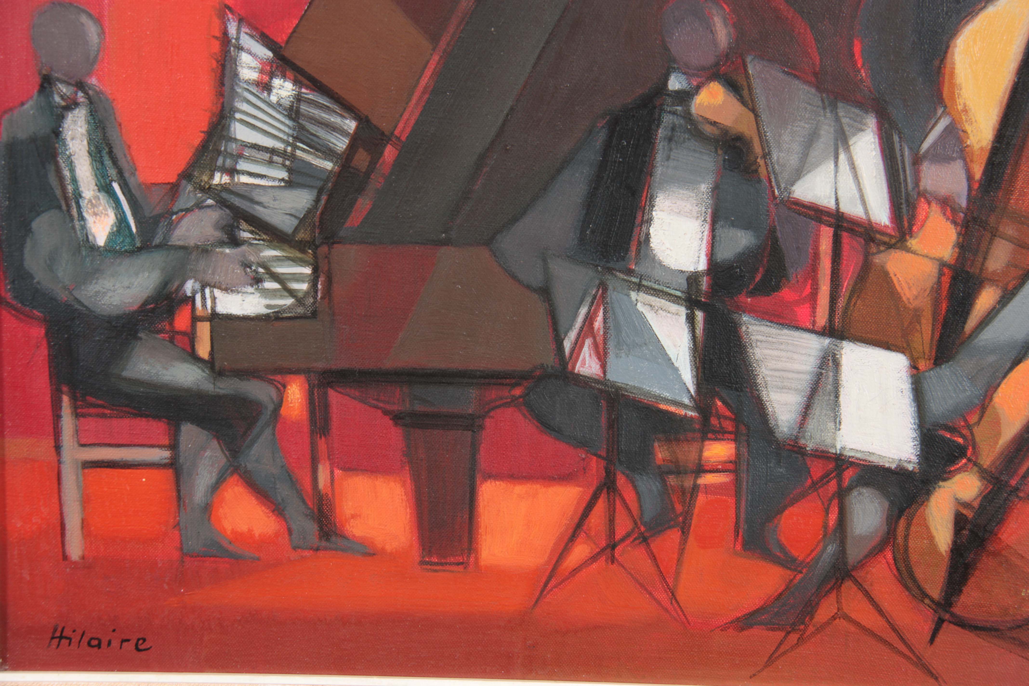 CAMILLE HILAIRE (FRENCH 1916-2004) OIL ON CANVAS. Orchestre quartet, the reverse with title and - Image 4 of 5