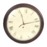 AN EARLY 19TH CENTURY 12" MAHOGANY PAINTED CONVEX DIAL WALL CLOCK with 8-day fusee movement having