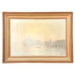 JOHN MILLER OIL ON CANVAS Sun through Haze over Venice 49.5cm high 75cm wide - signed and in painted