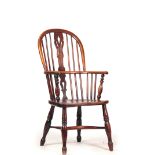 J. SPENCER, NOTTINGHAMSHIRE, A 19TH CENTURY ASH AND ELM HIGH-BACK WINDSOR ARMCHAIR with hooped