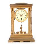 A LATE FRENCH CLAUDE GRIVOLAS BRASS CASED FOUR GLASS 400-DAY MANTEL CLOCK the moulded case with