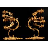 A GOOD PAIR OF 19TH CENTURY FRENCH ORMOLU SIX LIGHT WALL BRACKETS of ornate scrolled branch and cast