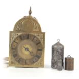 JOHN DRAPER, WITHAM. AN EARLY 18TH CENTURY MINIATURE LANTERN CLOCK having a 4.5" brass arched dial