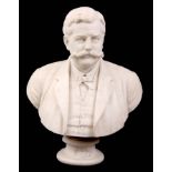 AFTER ROBERT CAUER (1863-1947) A LATE 19TH CENTURY CARVED MARBLE BUST OF A GENTLEMAN signed Robert