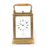 A GOOD LATE 19TH CENTURY FRENCH BRASS CANNELEE CASE CARRIAGE CLOCK REPEATER OF SMALL SIZE the